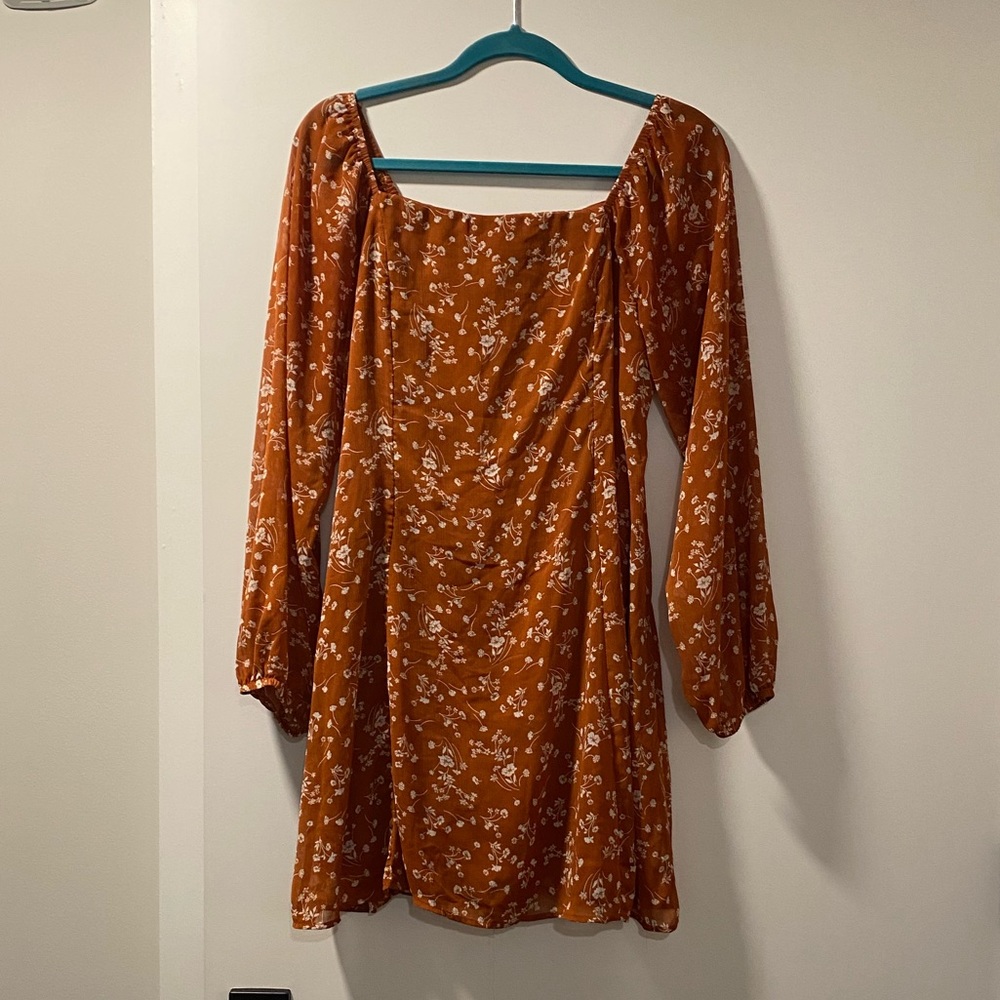 One clothing floral print dress in Rust color